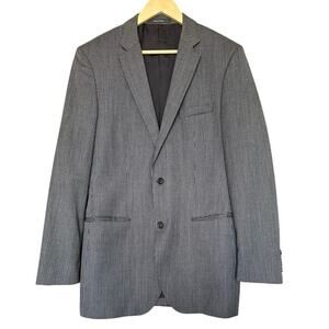 BOSS Men’s Sport Coat Blazer 40L Gray/Black Wool Blend Two Button Jacket
